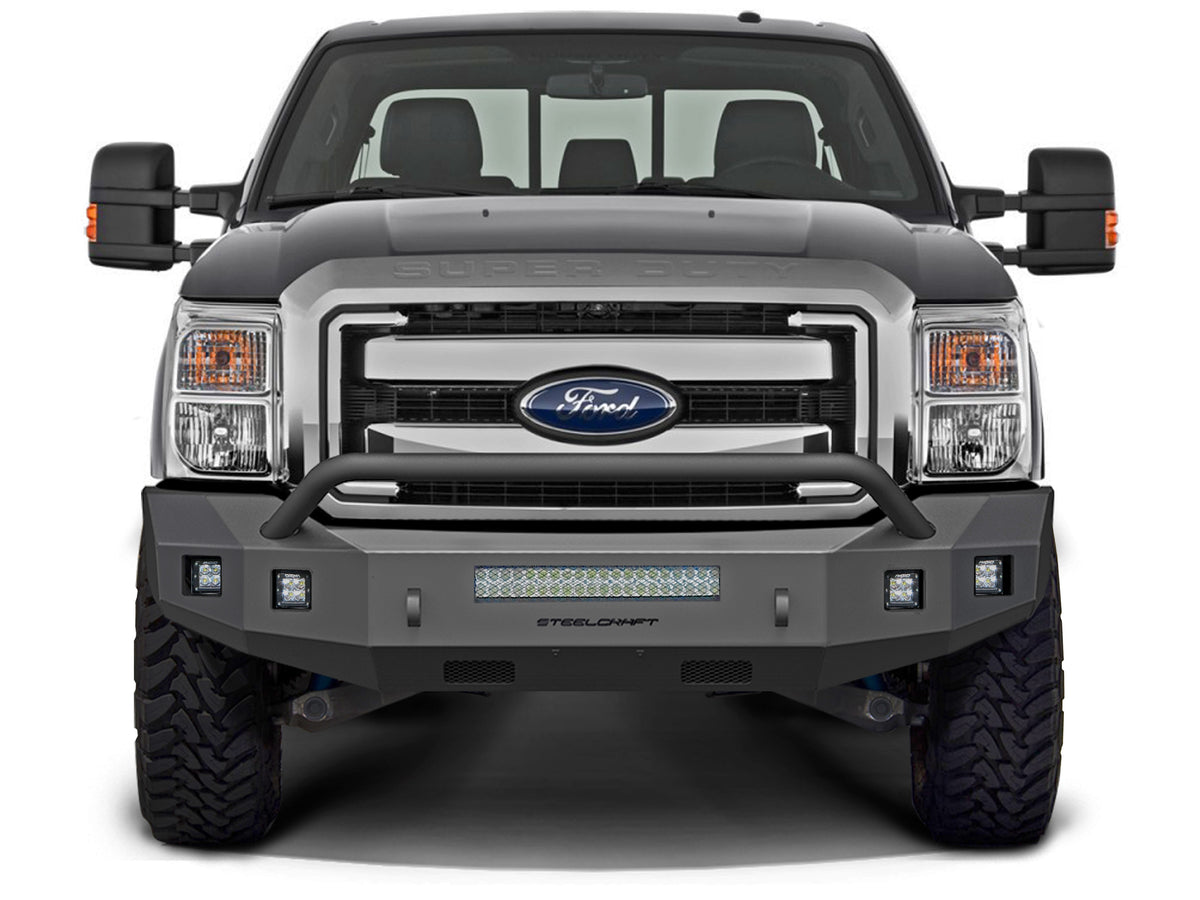 Steelcraft Fortis Front Bumper - Textured Black - 2014-2016 Ford Super Duty (71-11370HP)