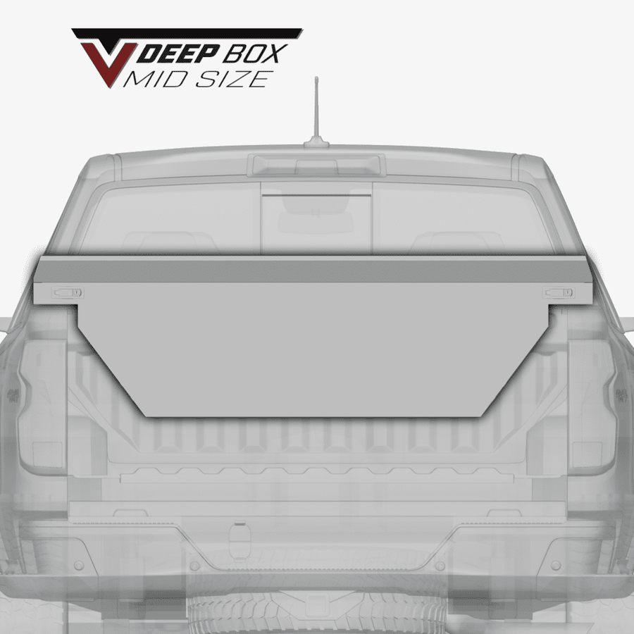 Vector 7187 V Deep Mid-Size Truck Tool Box installed in a pickup truck