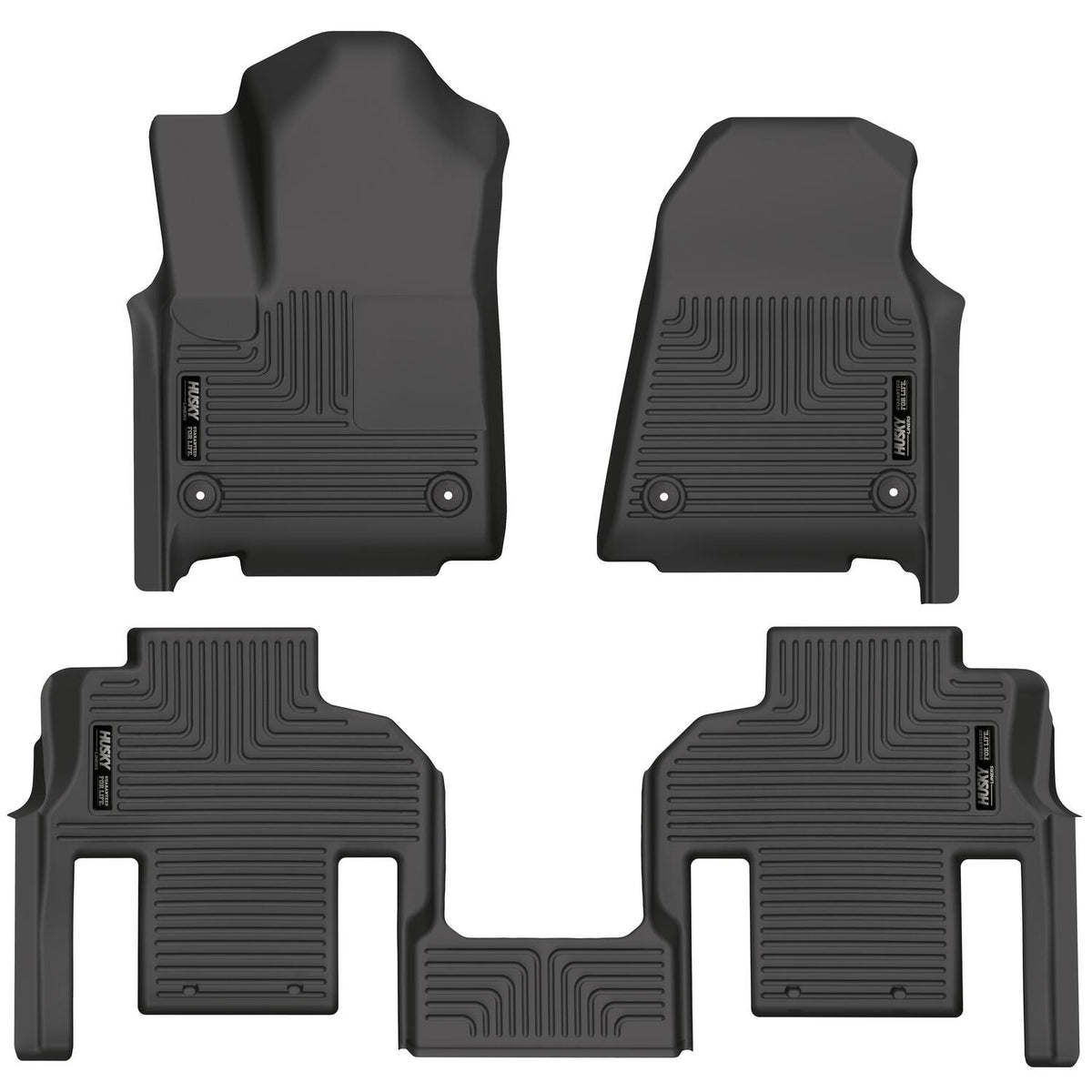 Husky Liners Weatherbeater - Front & 2nd Seat Floor Liners (Footwell Coverage) - 2022-2024 Jeep Wagoneer - Part 99061