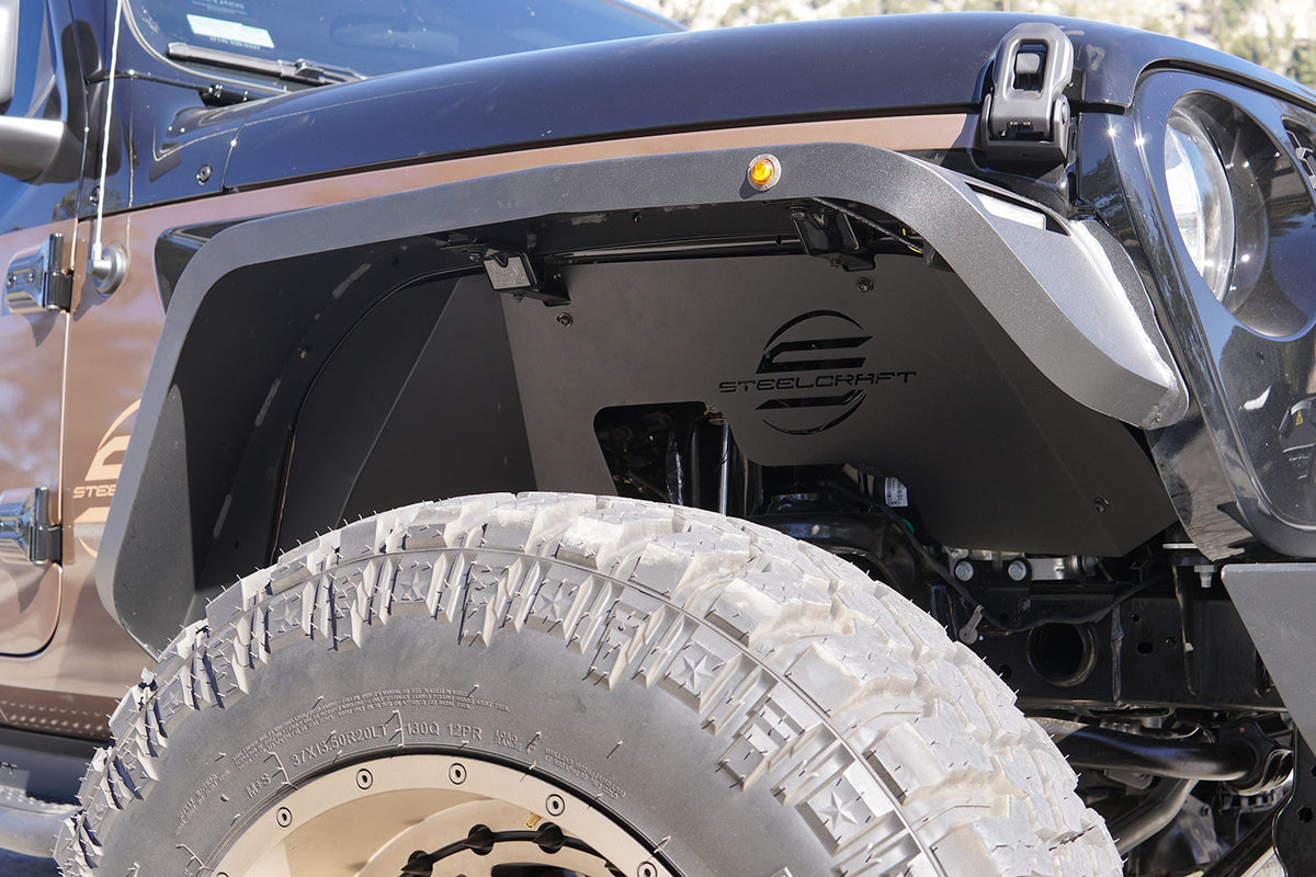 Steelcraft Front Fender Liners - Fine Textured Black - 2018-2025 Jeep Wrangler JL/JT Gladiator (92325)