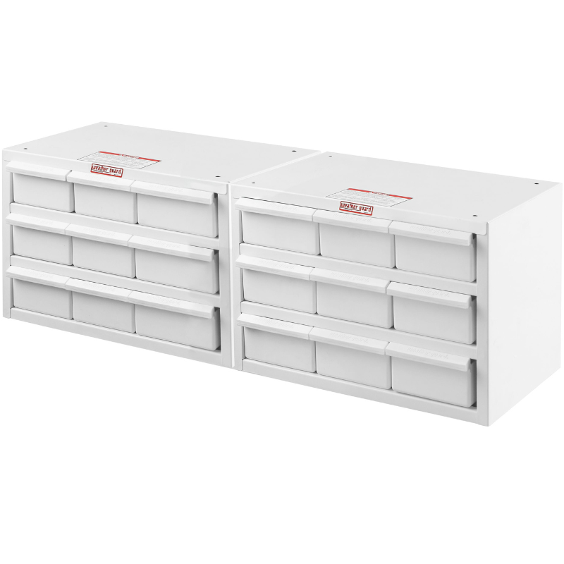 Weather Guard 18-Bin Van Parts Cabinet, 12 x 32 x 12 in (9918-3-03)