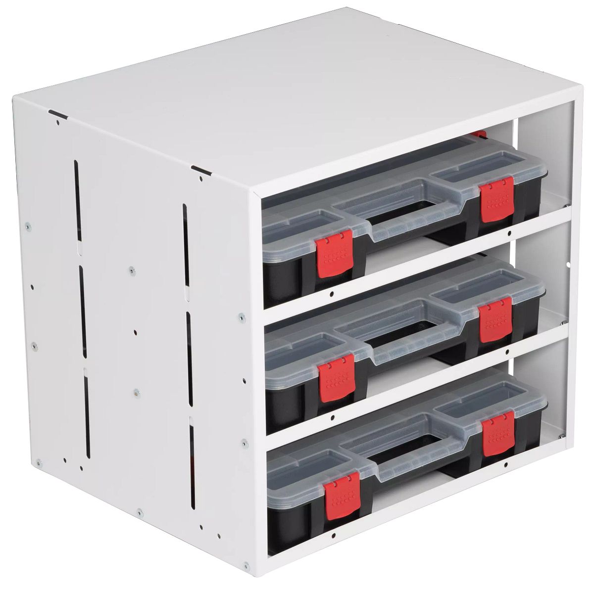 Weather Guard Three-Shelf Stackable Van Cabinet with 3 Parts Organizer Cases (9960-3-01)