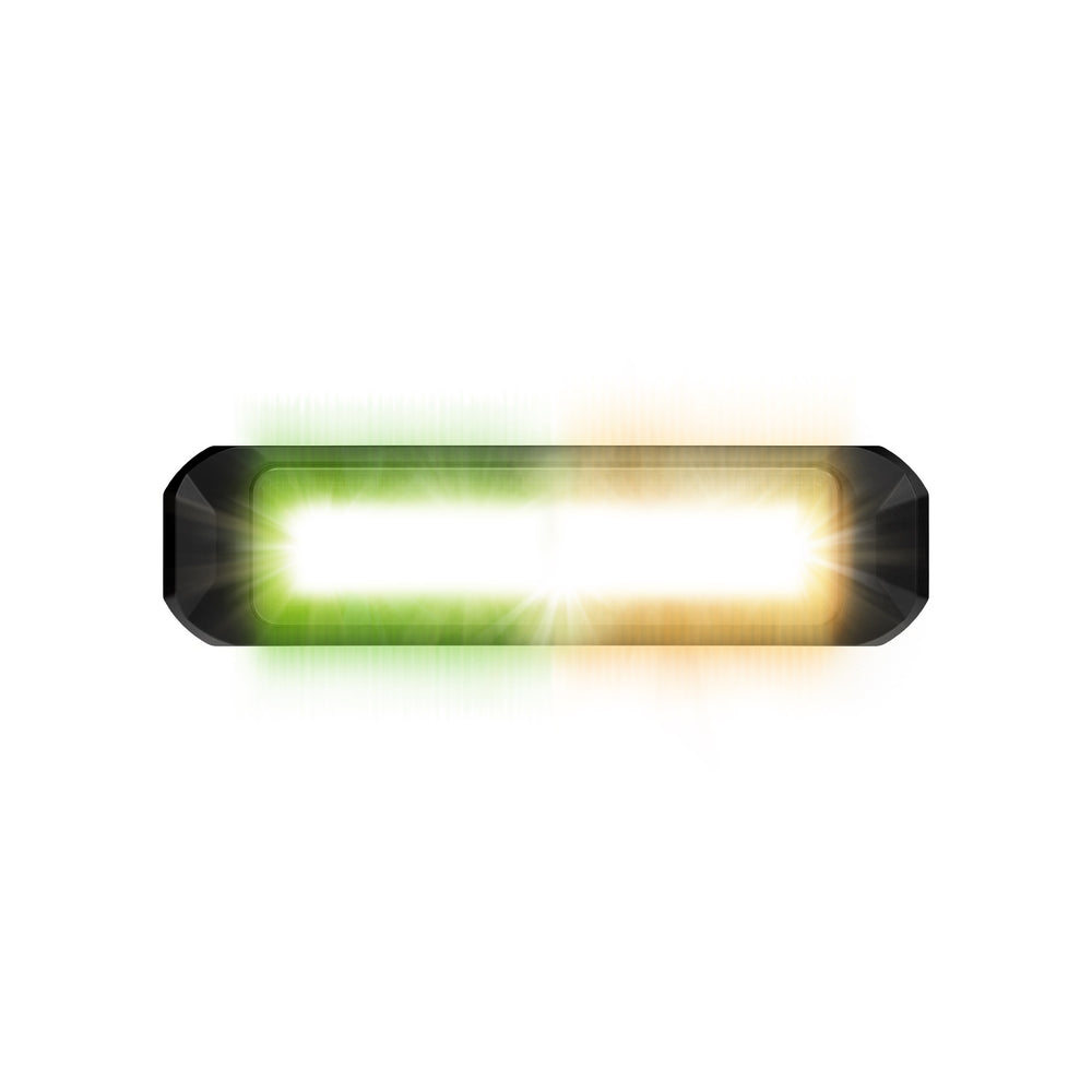 ARC Lighting Work Bar Strobe 4 Slim, 4" LED Perimeter Strobe, Amber/Green, SAE Certified - Part BB6110D
