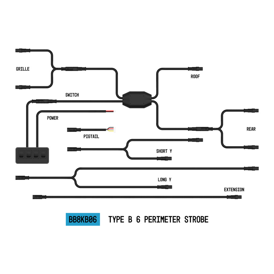 ARC Lighting StrobeLink® Harness Type B, For 6 Lights - Part BB8KB06
