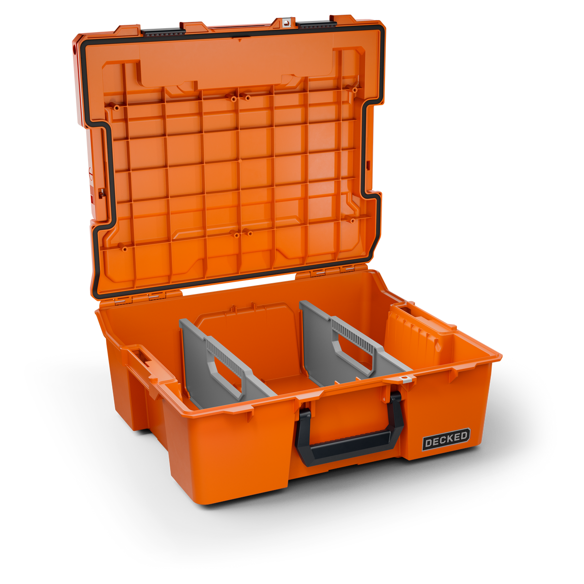 DECKED Halfrack 32 - includes two (2) dividers - blaze orange with black latches