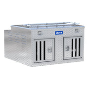 Bright Aluminum 48" x 48" Double-Door Dog Box with Full Enclosure & Storage