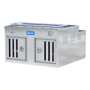 Bright Aluminum 48" x 48" Double-Door Dog Box with Full Enclosure & Storage