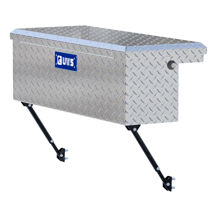 Bright Aluminum 36" Truck Side Tool Box with Low Profile, Space-Saving Legs