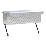 Bright Aluminum 36" Truck Side Tool Box with Low Profile, Space-Saving Legs