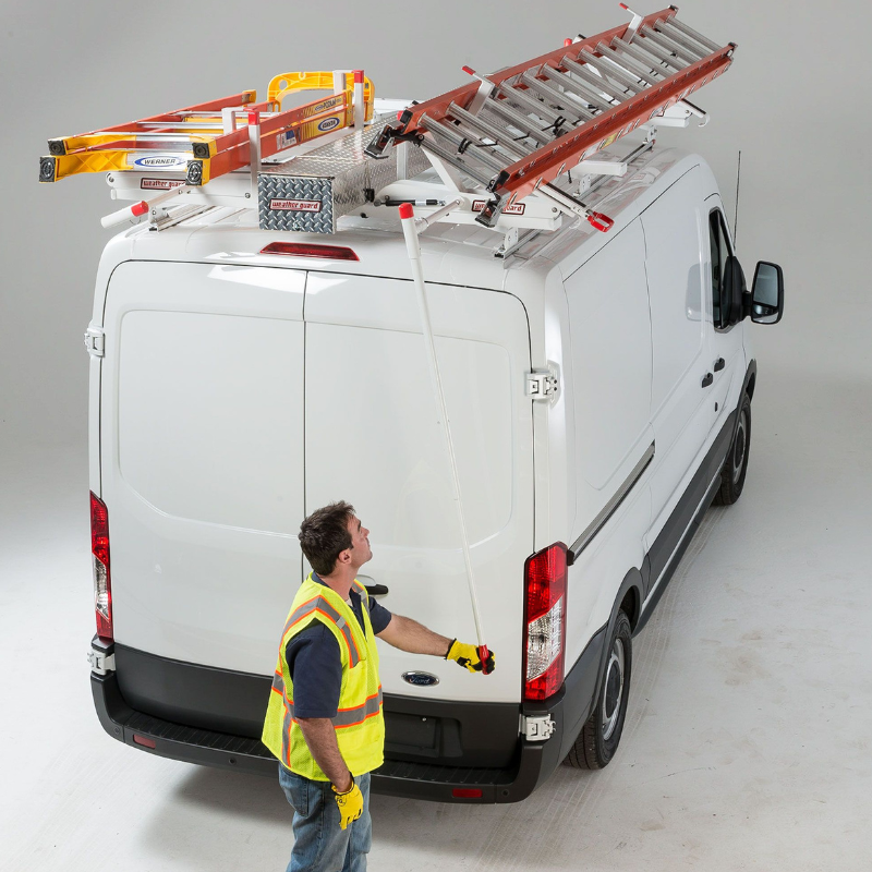 Weather Guard 2271-3-01 EZGLIDE2 Drop-Down Ladder Rack, Low-Roof Vans