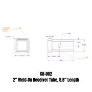 GEN-Y Hitch Weld-On Receiver Tube 2" x 2" x 5.5"