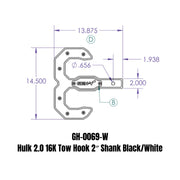 GEN-Y Hitch Hulk 2.0 16K Tow Hook 2" Shank Black/White