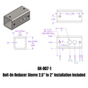 GEN-Y Hitch Bolt-On Reducer Sleeve 2.5" to 2" Installation Included