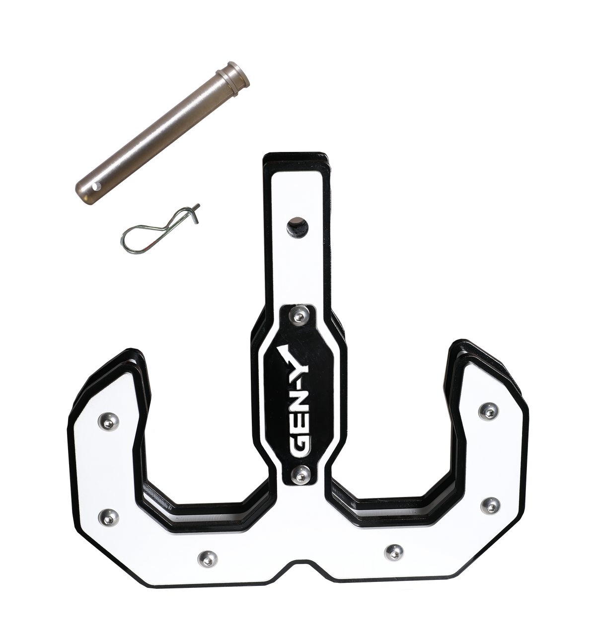GEN-Y Hitch Hulk 2.0 16K Tow Hook 2" Shank Black/White with GH-099 Pin & GH-011 Clip