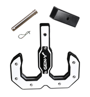 GEN-Y Hitch Hulk 2.0 Tow Hook 16K 2" Shank Black/White with GH-007-1 Reducer Sleeve, GH-099 Pin & GH-011 Clip