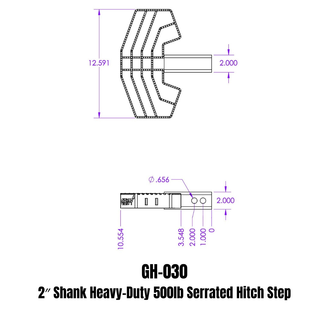 GEN-Y Hitch 2" Shank Heavy-Duty 500lb Serrated Hitch Step