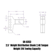 GEN-Y Hitch 2.5" Weight Distribution Shank 2.4K TW 21K Towing