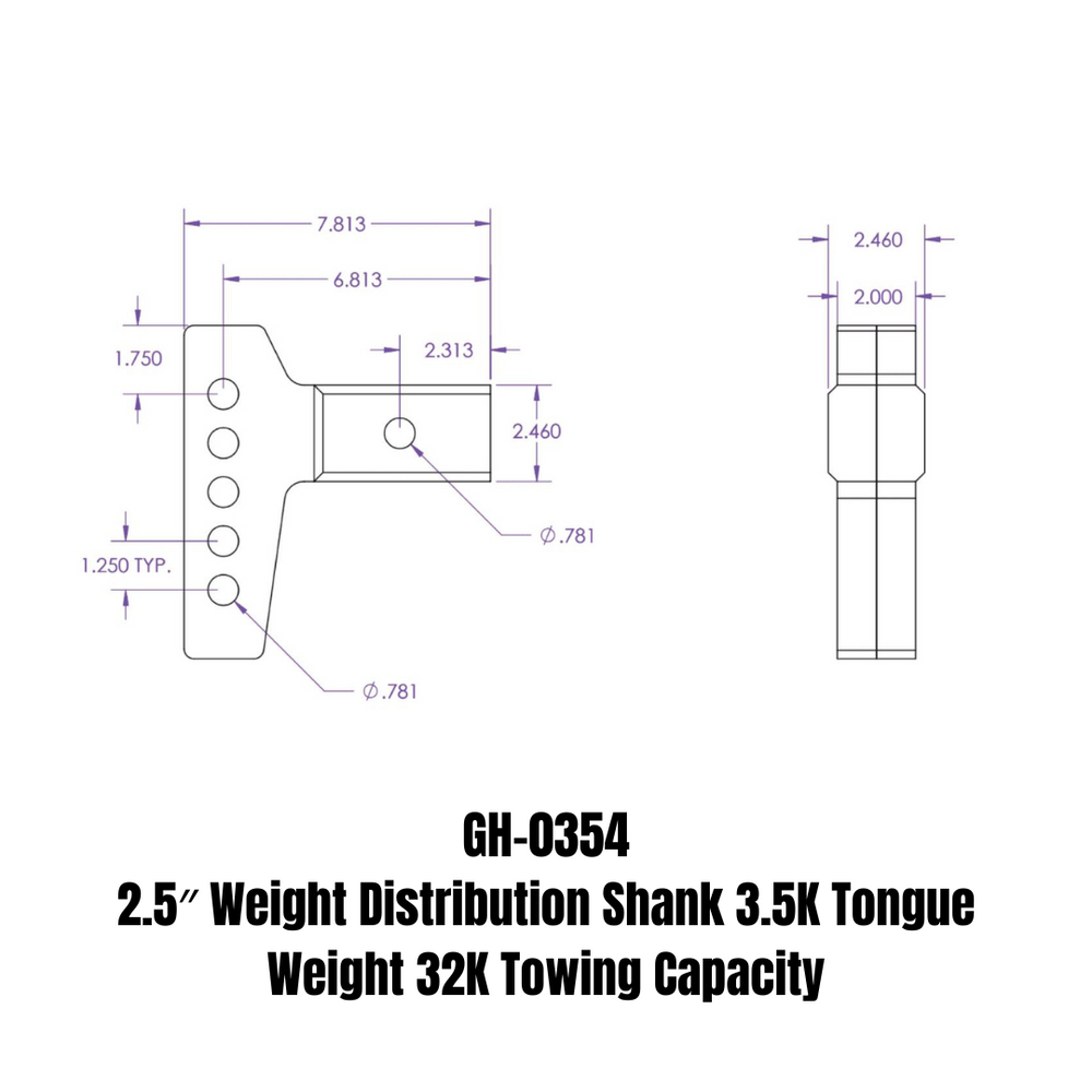 GEN-Y Hitch 2.5" Weight Distribution Shank 3.5K TW 32K Towing