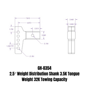 GEN-Y Hitch 2.5" Weight Distribution Shank 3.5K TW 32K Towing