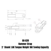 GEN-Y Hitch Hammer Strap 2" Shank 1.6K TW 16K Towing