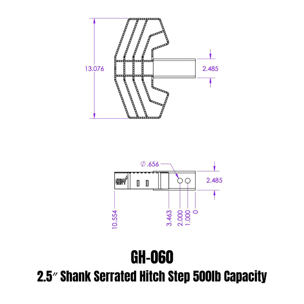 GEN-Y Hitch 2.5" Shank Serrated Hitch Step 500lb Capacity