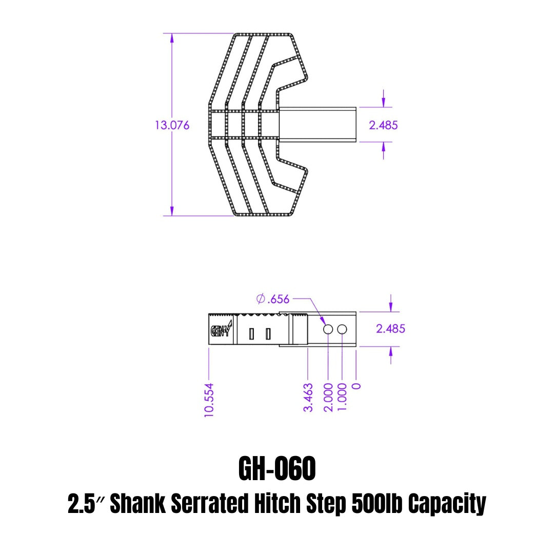 GEN-Y Hitch 2.5" Shank Serrated Hitch Step 500lb Capacity