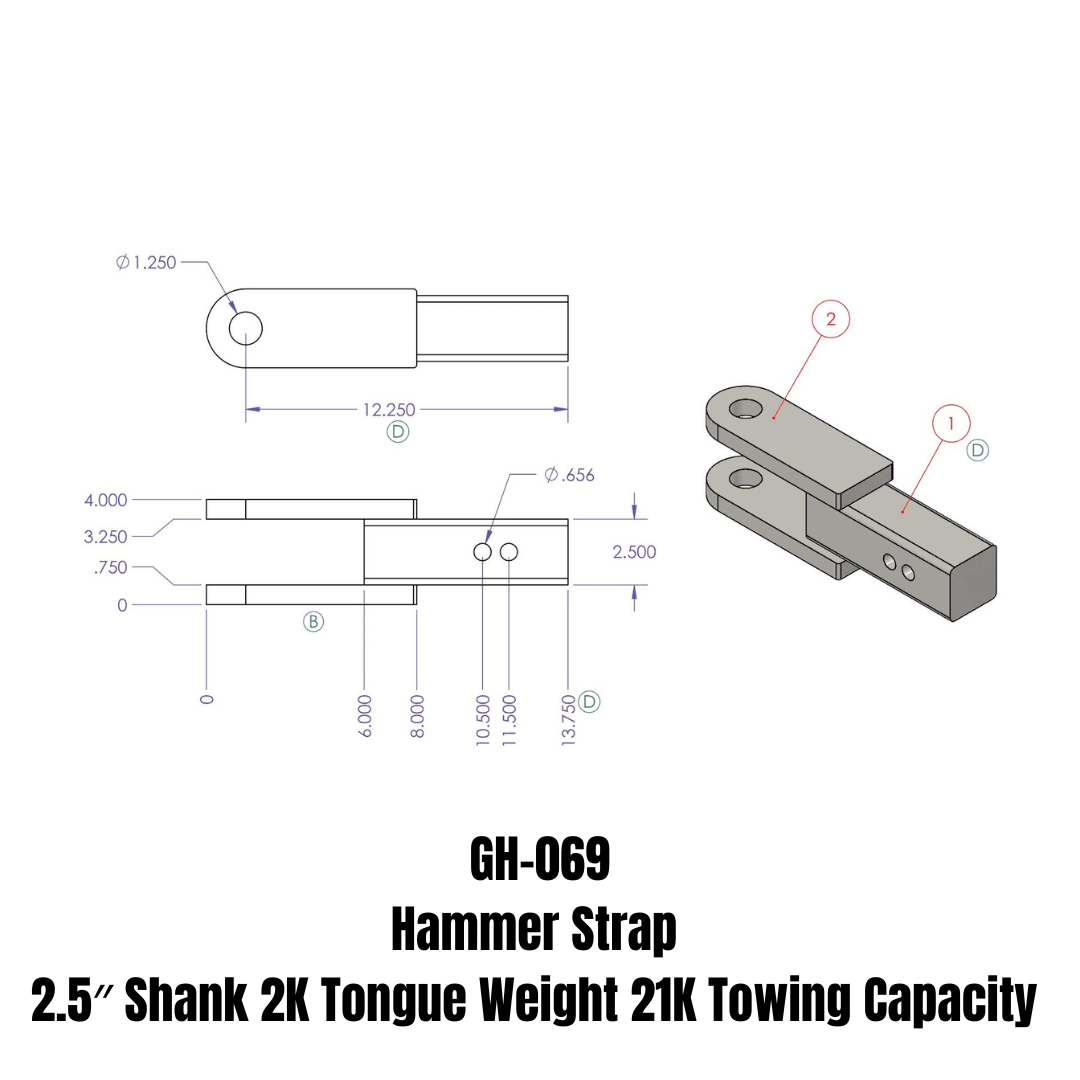 GEN-Y Hitch Hammer Strap 2.5" Shank 2K TW 21K Towing