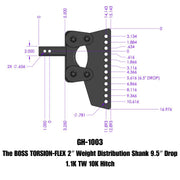 GEN-Y Hitch The BOSS TORSION-FLEX 2" Weight Distribution Shank 9.5" Drop 1.1K TW 10K Hitch