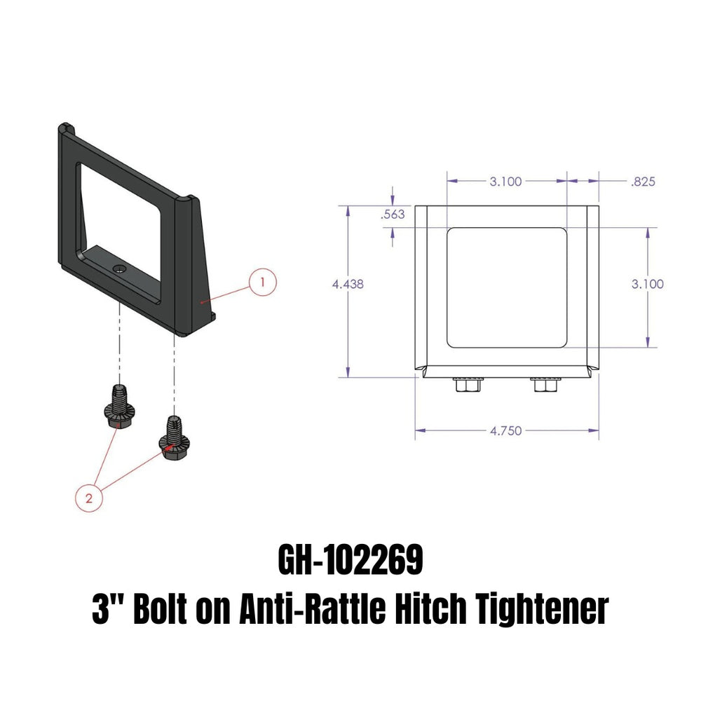 GEN-Y Hitch 3" Bolt On Anti Rattle Hitch Tightener