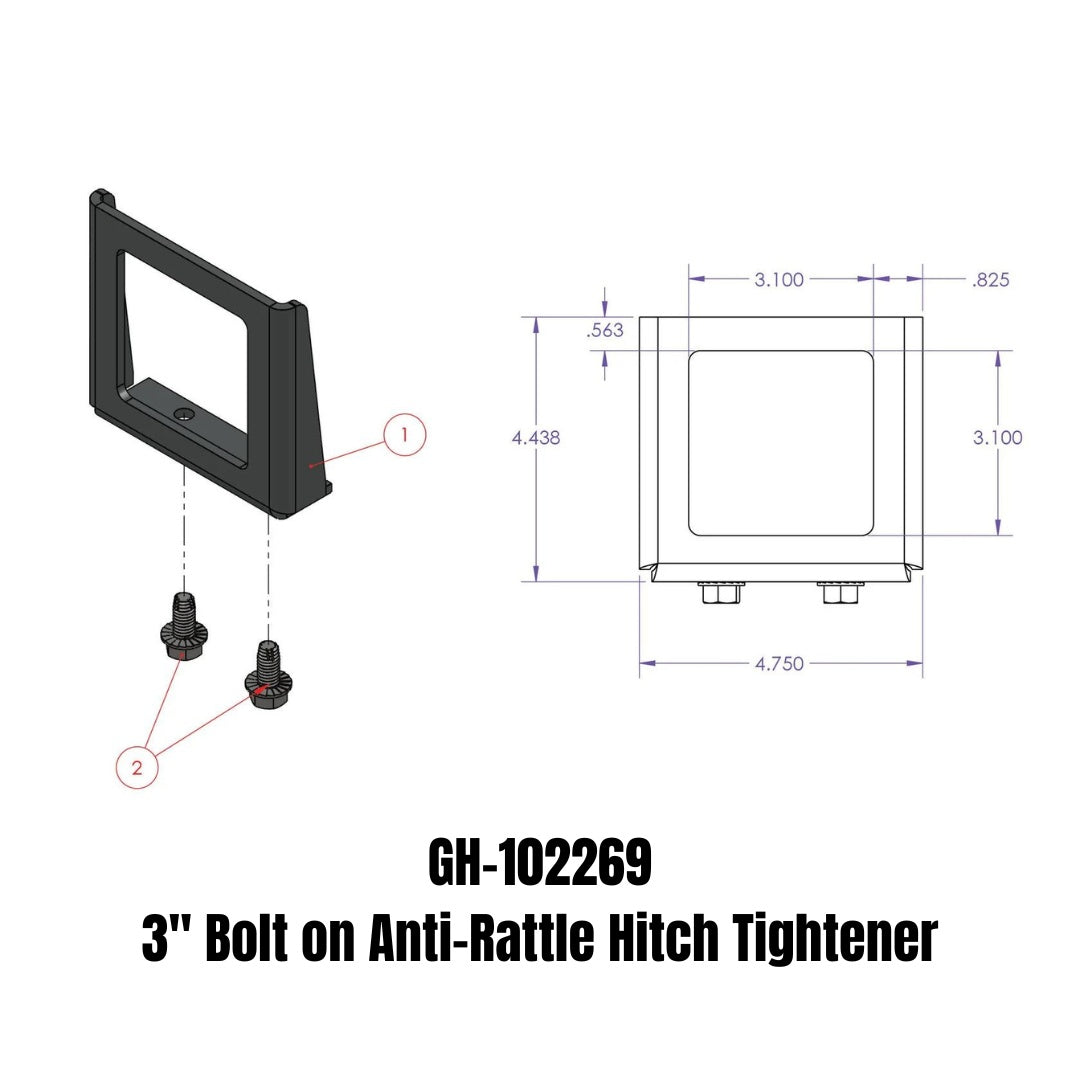GEN-Y Hitch 3" Bolt On Anti Rattle Hitch Tightener