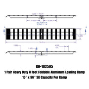 GEN-Y Hitch 1 Pair Heavy Duty 8 foot Foldable Aluminum Loading Ramp 15" x 96" 3K Capacity Per Ramp
