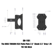 GEN-Y Hitch The BOSS TORSION-FLEX Pintle Plate 2.5" Shank 5.5" Drop 1.7K TW 16K Hitch