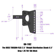 GEN-Y Hitch The BOSS TORSION-FLEX 2.5" Weight Distribution Shank 6.5" Drop 1.7K TW 16K Hitch