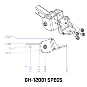 GEN-Y Hitch GLYDER TORSION-FLEX 2" Shank 2" drop .4K - .7K TW 7K Hitch & Ball Platform with 1" Diameter Mounting Hole