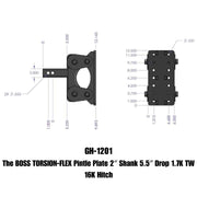 GEN-Y Hitch The BOSS TORSION-FLEX Pintle Plate 2" Shank 5.5" Drop 1.7K TW 16K Hitch