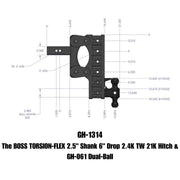 GEN-Y Hitch The BOSS TORSION-FLEX 2.5" Shank 6" Drop 2.4K TW 21K Hitch & GH-061 Dual-Ball