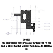 GEN-Y Hitch The BOSS TORSION-FLEX 2.5" Receiver 18" Drop 2.4K TW 21K Hitch & GH-061 Dual-Ball & GH-062 Pintle Lock & GH-0101 Stab Kit