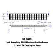 GEN-Y Hitch 1 pair Heavy Duty 8 foot Aluminum Loading Ramps 15" x 96" 5K Capacity Per Ramp