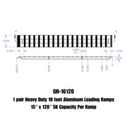 GEN-Y Hitch 1 pair Heavy Duty 10 foot Aluminum Loading Ramps 15" x 120" 5K Capacity Per Ramp