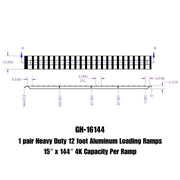 GEN-Y Hitch 1 pair Heavy Duty 12 foot Aluminum Loading Ramps 15" x 144" 4K Capacity Per Ramp