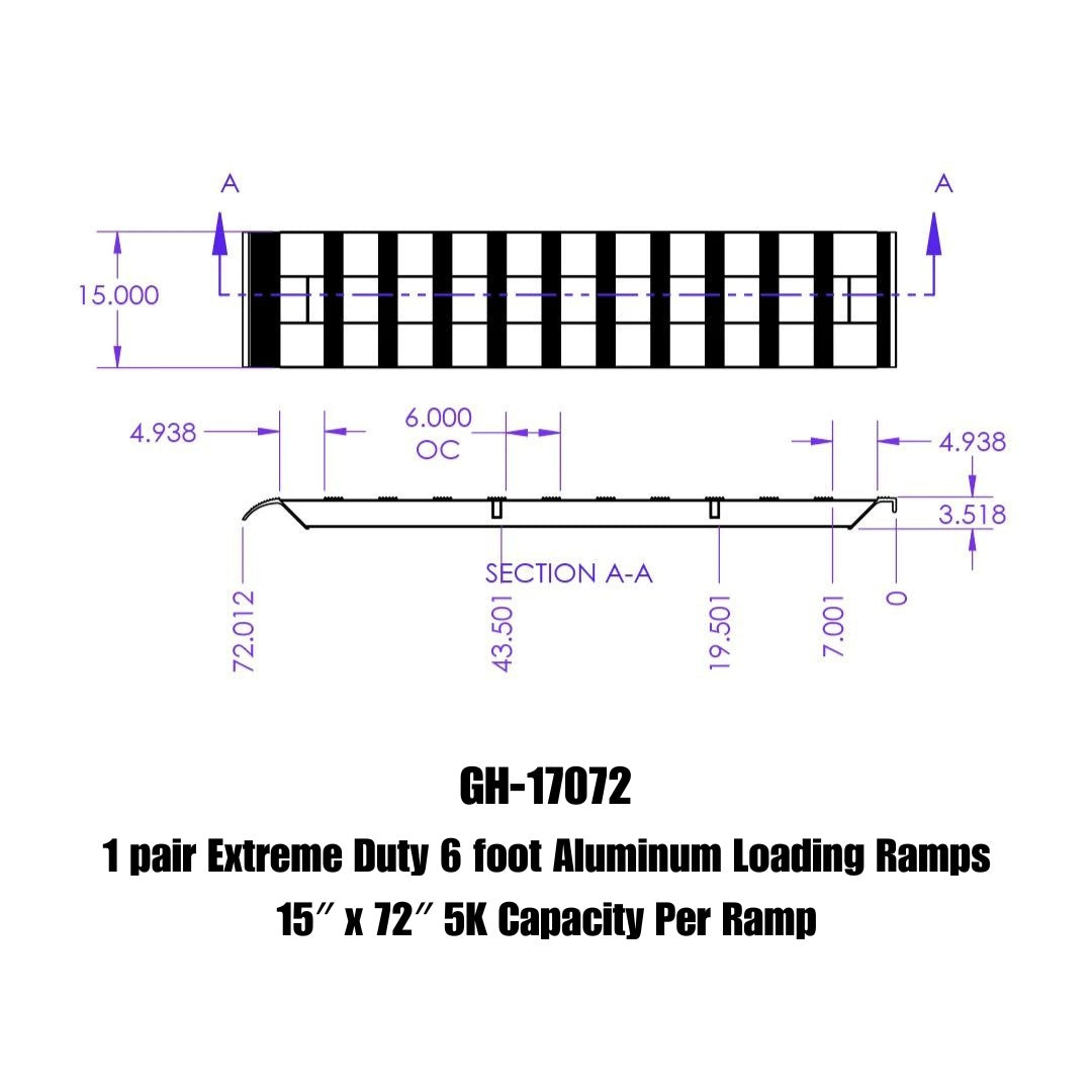 GEN-Y Hitch 1 pair Extreme Duty 6 foot Aluminum Loading Ramps 15" x 72" 5K Capacity Per Ramp