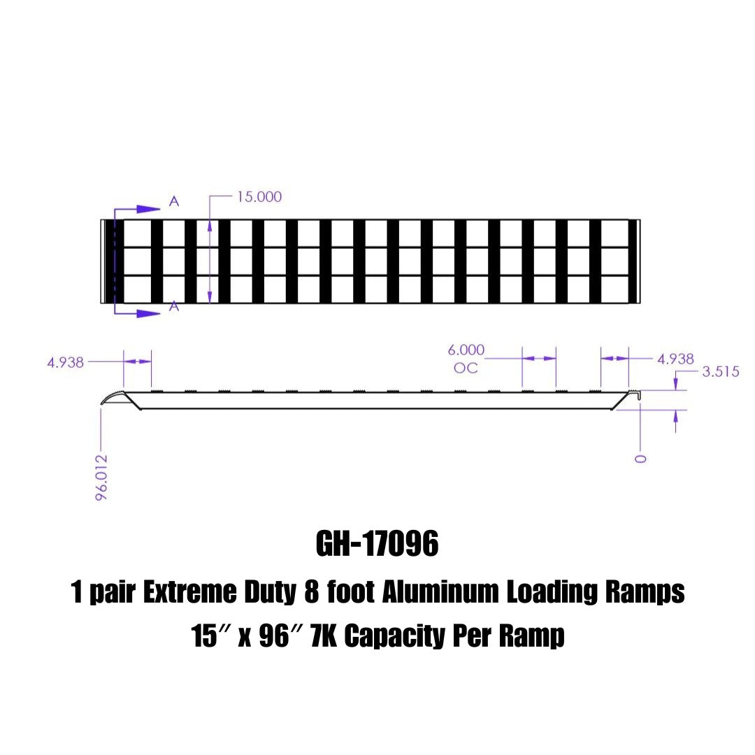 GEN-Y Hitch 1 pair Extreme Duty 8 foot Aluminum Loading Ramps 15" x 96" 7K Capacity Per Ramp