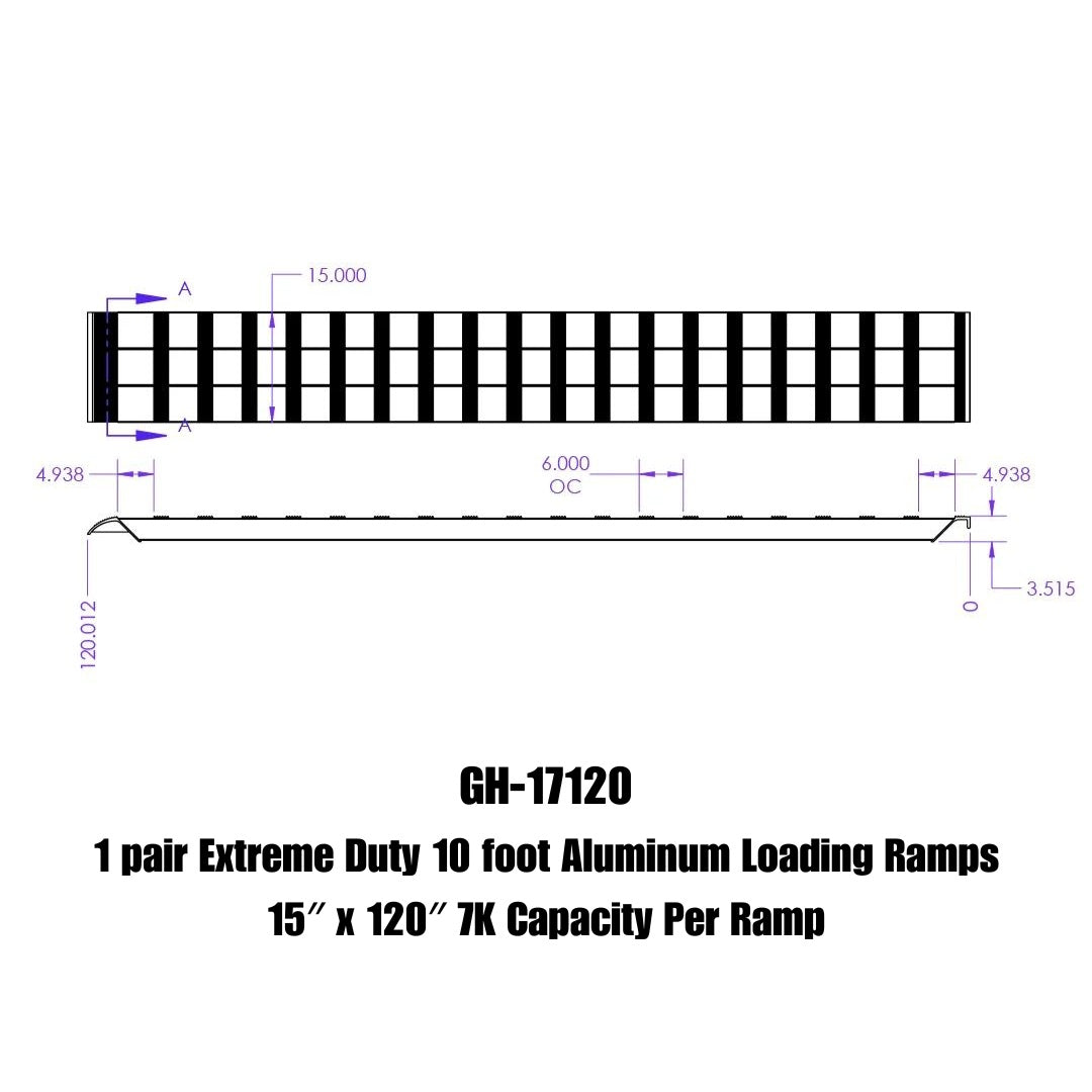 GEN-Y Hitch 1 pair Extreme Duty 10 foot Aluminum Loading Ramps 15" x 120" 7K Capacity Per Ramp