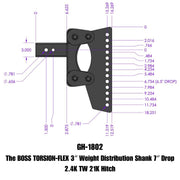 GEN-Y Hitch The BOSS TORSION-FLEX 3" Weight Distribution Shank 7" Drop 2.4K TW 21K Hitch