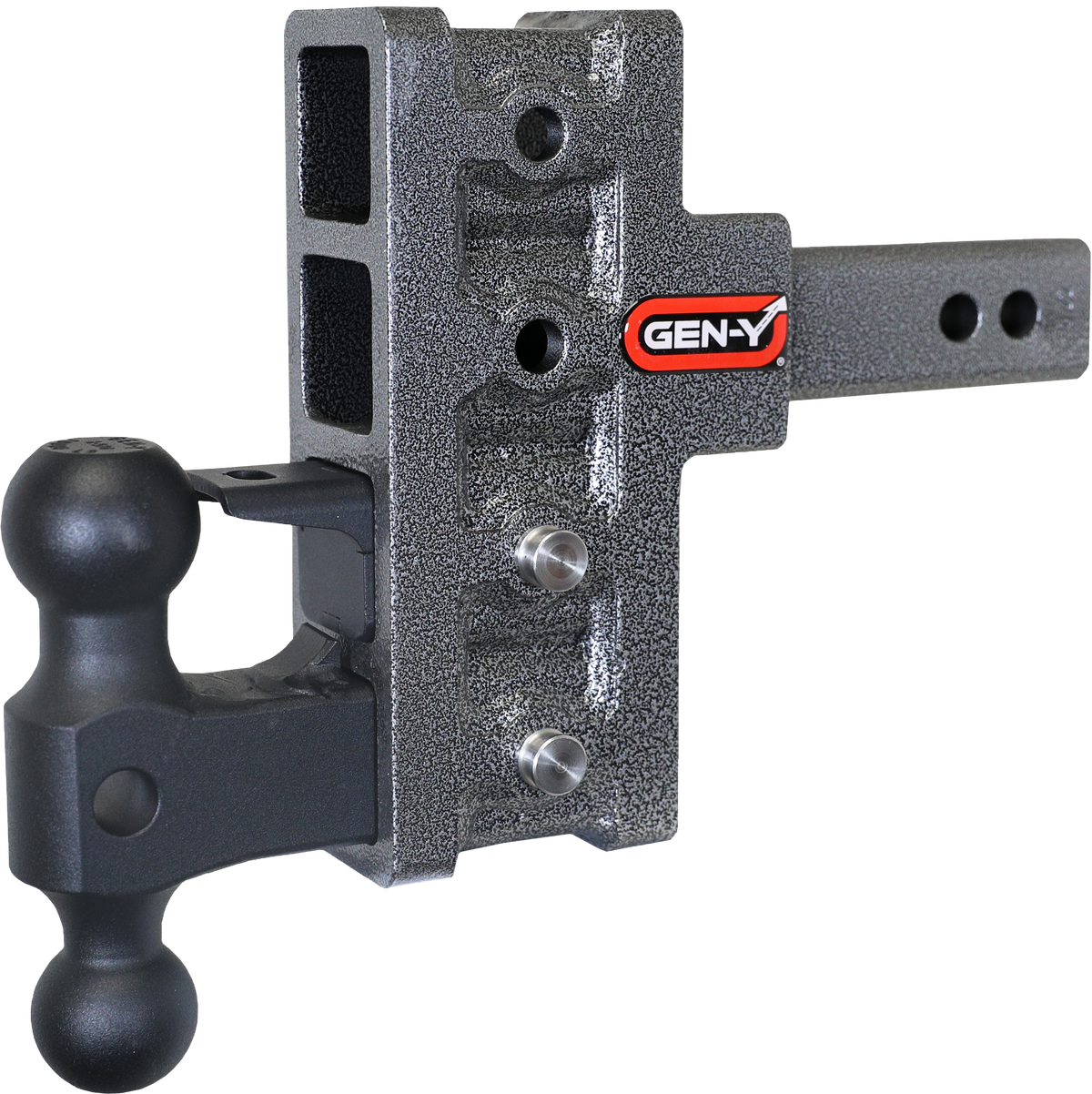 GEN-Y Hitch MEGA-DUTY 2" Offset Shank 2.5 Rise, 5" Drop 2K TW 16K Hitch & GH-051 Dual-Ball & GH-032 Pintle Lock