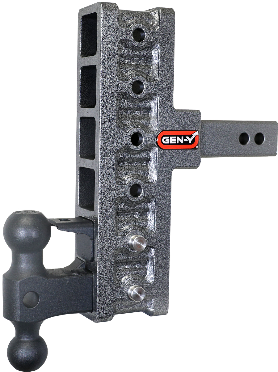 GEN-Y Hitch MEGA-DUTY 2" Offset Shank 5" Rise, 7.5" Drop 2K TW 16K Hitch & GH-051 Dual-Ball & GH-032 Pintle Lock