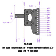 GEN-Y Hitch The BOSS TORSION-FLEX 2.5" Weight Distribution Shank 6.5" Drop 1.1K TW 10K Hitch