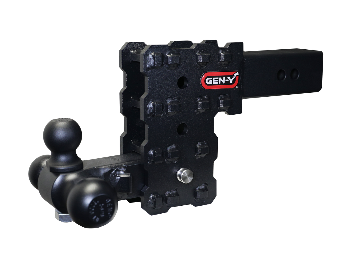 GEN-Y Hitch PHANTOM-X 2.5" Solid Shank 5" Drop 1.6K TW 16K Hitch & GH-052 Tri-Ball Mount