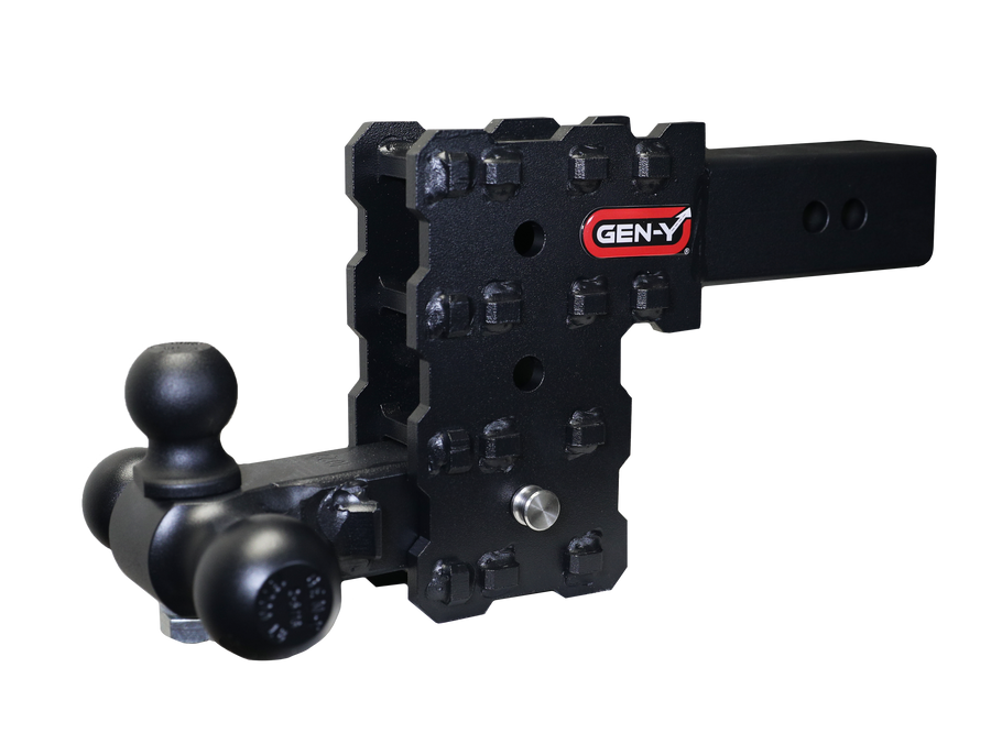 GEN-Y Hitch PHANTOM-X 2.5" Solid Shank 5" Drop 1.6K TW 16K Hitch & GH-052 Tri-Ball Mount