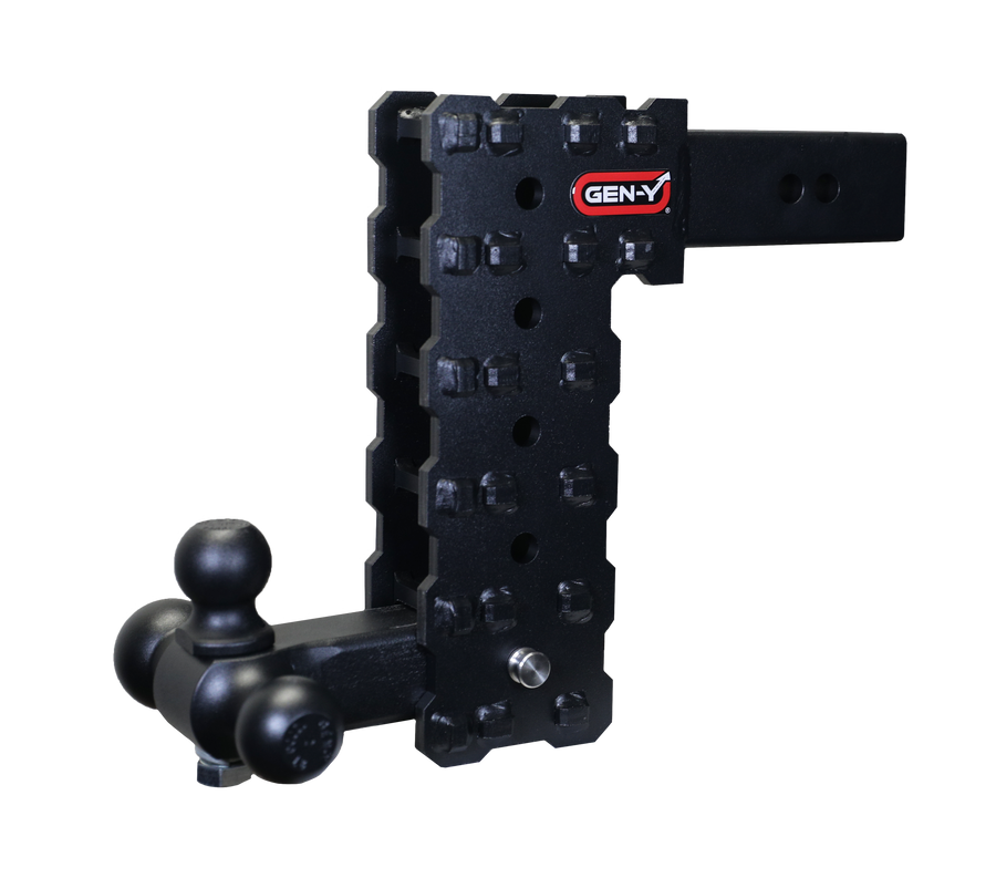 GEN-Y Hitch PHANTOM-X 2.5" Solid Shank 10" Drop 1.6K TW 16K Hitch & GH-052 Tri-Ball Mount